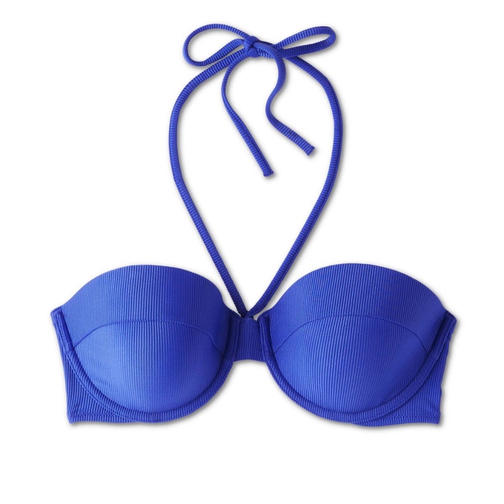 SHADE & SHORE WOMEN'S RIBBED LIGHTLY LINED HALTER BIKINI TOP!! NEW WITH TAGS!!